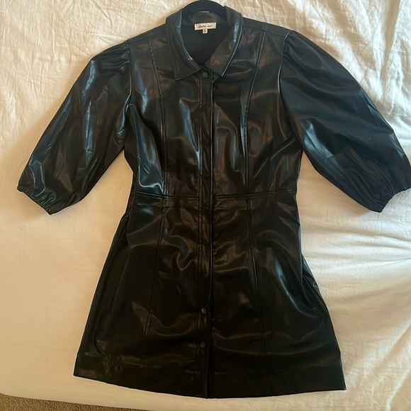 COPY - Black Leather Puff-Sleeve Dress!! - Picture 3 of 6